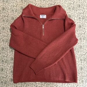 Old Navy Red Pink Knit Quarter-Zip Pullover